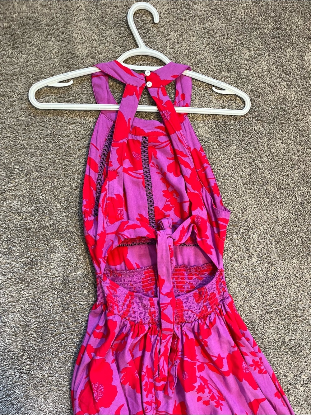 Floral Pink & Red Halter Maxi Dress - Picture 2 of 5